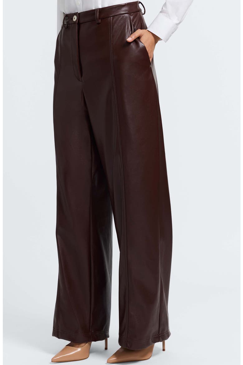 Ciara Wide Leg Faux Leather Pants, Alternate, color, CHICORY COFFEE