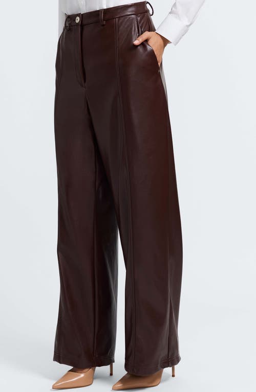 Foxcroft Ciara Wide Leg Faux Leather Pants In Brown