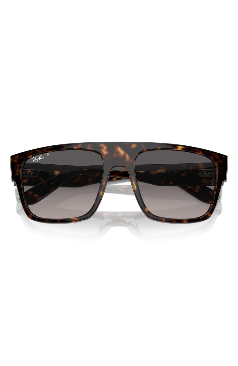 Ray-Ban 57mm Polarized Square Sunglasses, Alternate, color, Havana