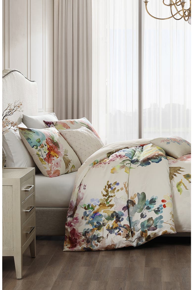 Antique Flowers Cotton 5-Piece Reversible Comforter Set, Alternate, color, WHITE