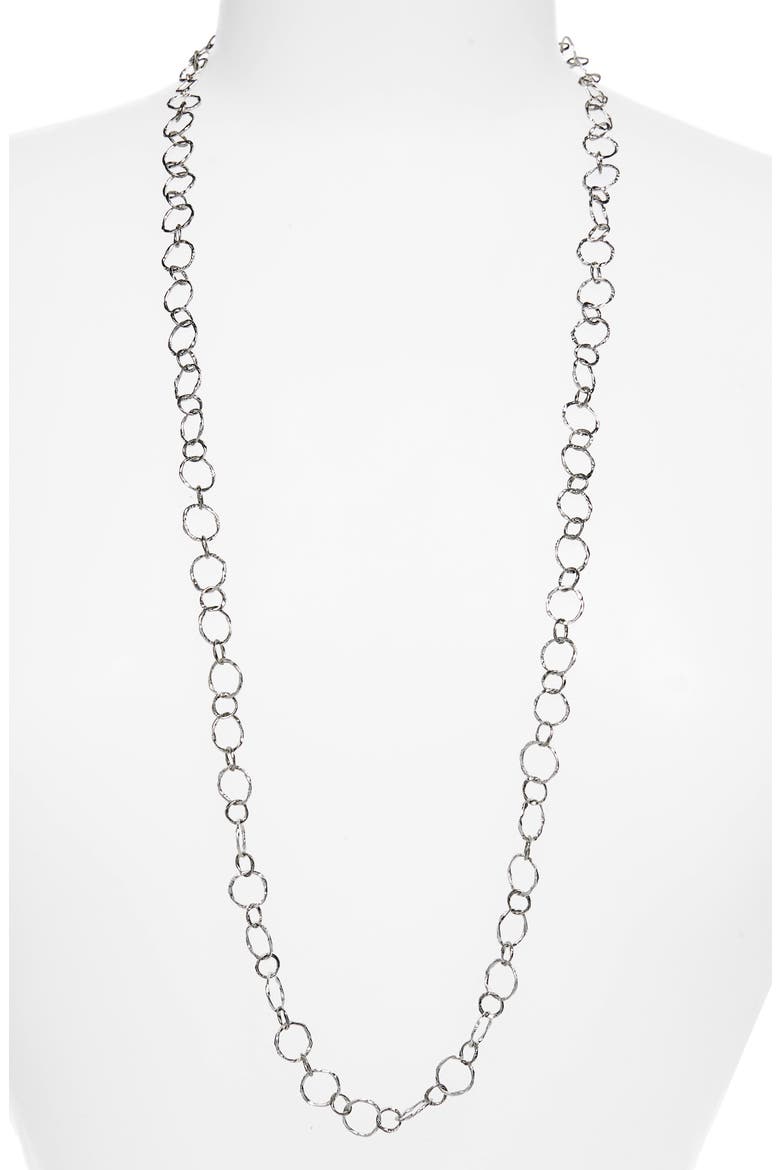 New World Hammered Chain Necklace, Main, color, SILVER