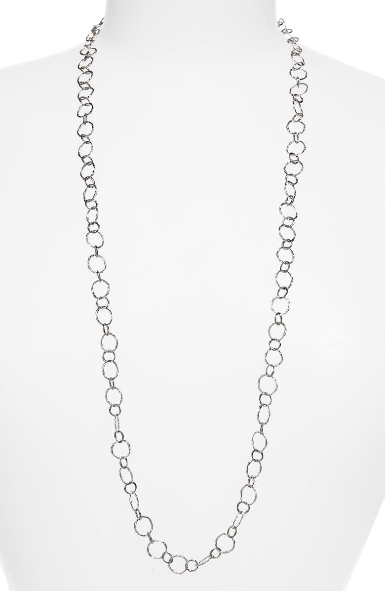 Armenta New World Hammered Chain Necklace, Main, color, Silver