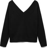 MANGO TEEN Wide V-Neck Cotton Sweater