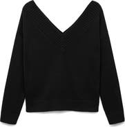MANGO TEEN Wide V-Neck Cotton Sweater