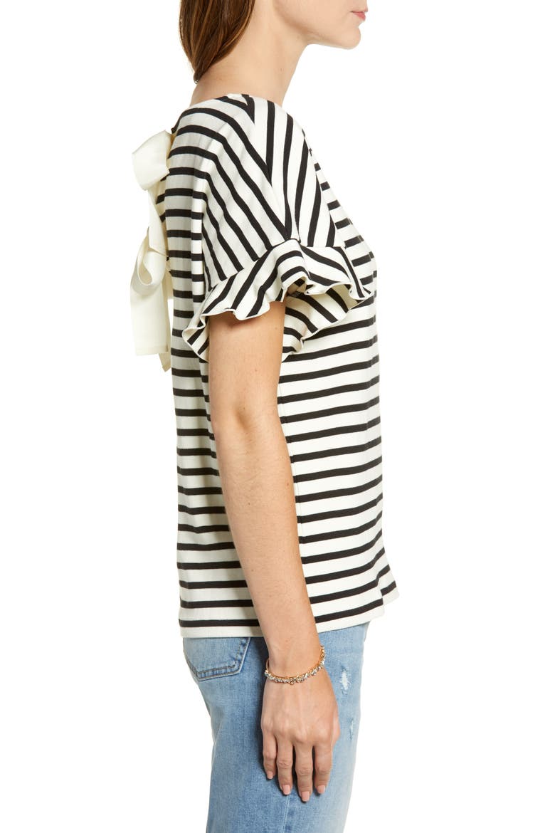 Back Bow Stripe Tee, Alternate, color, BLACK JERSEY STRIPE