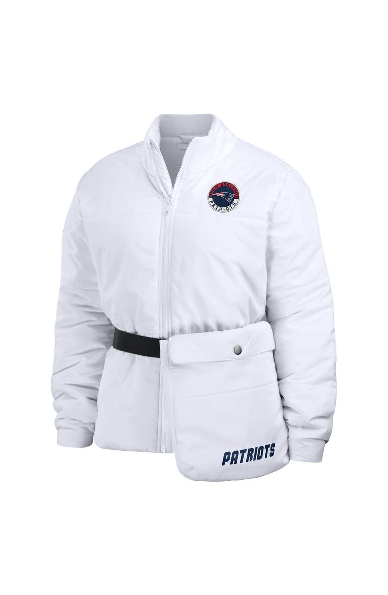 WEAR by Erin Andrews Women's WEAR by Erin Andrews  White New England Patriots Packaway Full-Zip Puffer Jacket, Alternate, color, White
