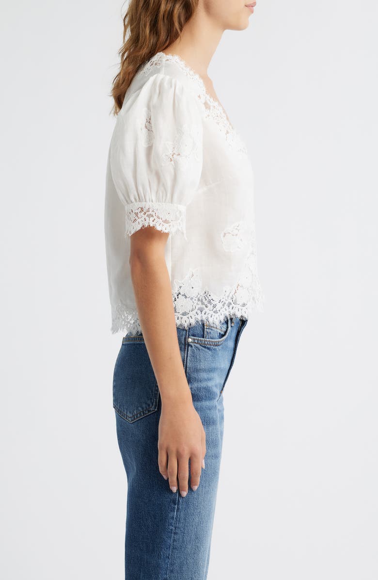 DÔEN Idella Lace Trim Ramie Top, Alternate, color, Salt