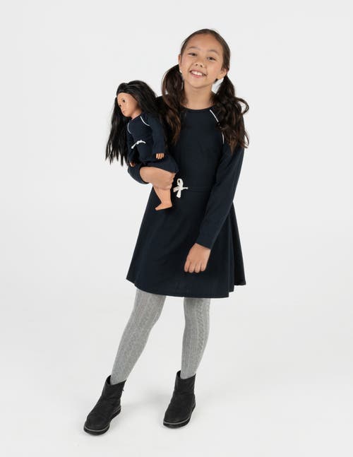 Leveret Girls Bow Tie Dress With Matching Doll Dress In Black