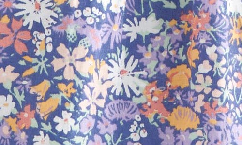 Nordstrom Scalloped Floral Short Romper In Blue