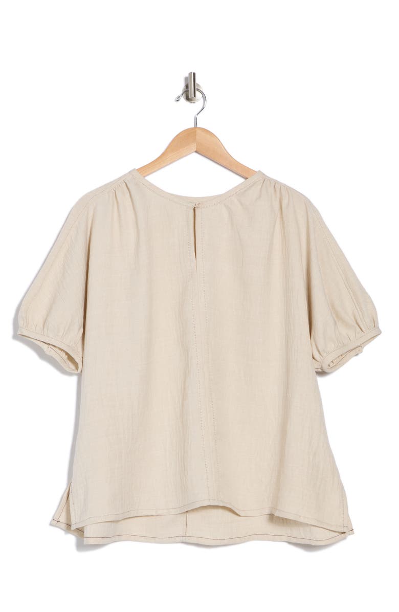 MAX STUDIO Bubble Short Sleeve Top, Alternate, color, Heather Oatmeal