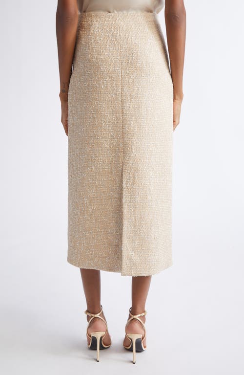St John St. John Metallic Latte Tweed A-line Skirt In Neutral