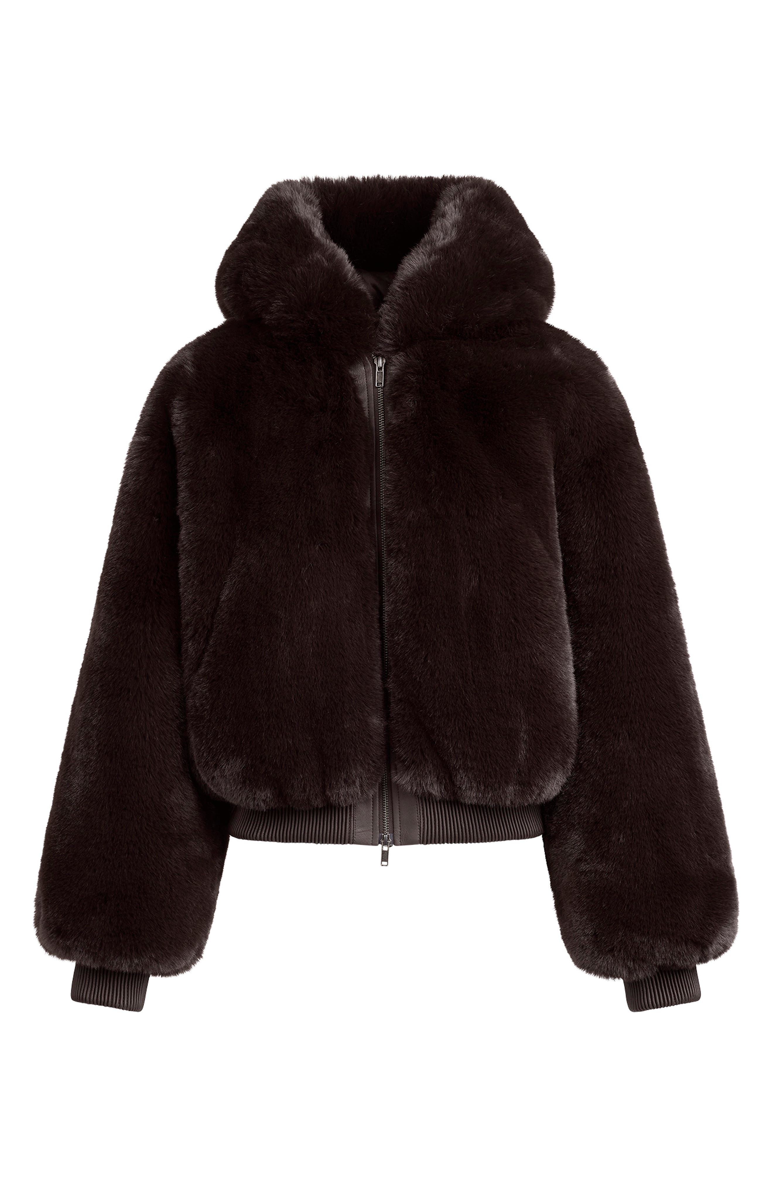 Shrunken Faux Fur Hoodie Jacket (Women) | Nordstrom