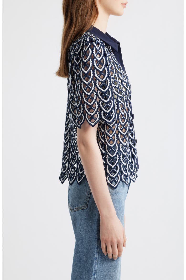 Addison Sheer Lace Top, Alternate, color, NAVY/ WHITE