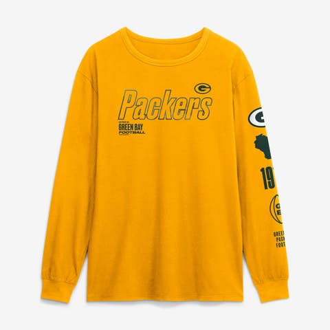 Men's Fanatics Gold Green Bay Packers Checkdown Pass Long Sleeve T-Shirt
