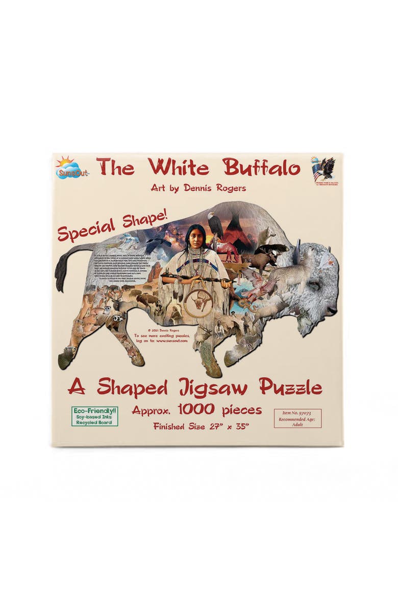 Sunsout The White Buffalo 1000 piece Jigsaw Puzzle for Adults Special Shape, Alternate, color, Multicolor
