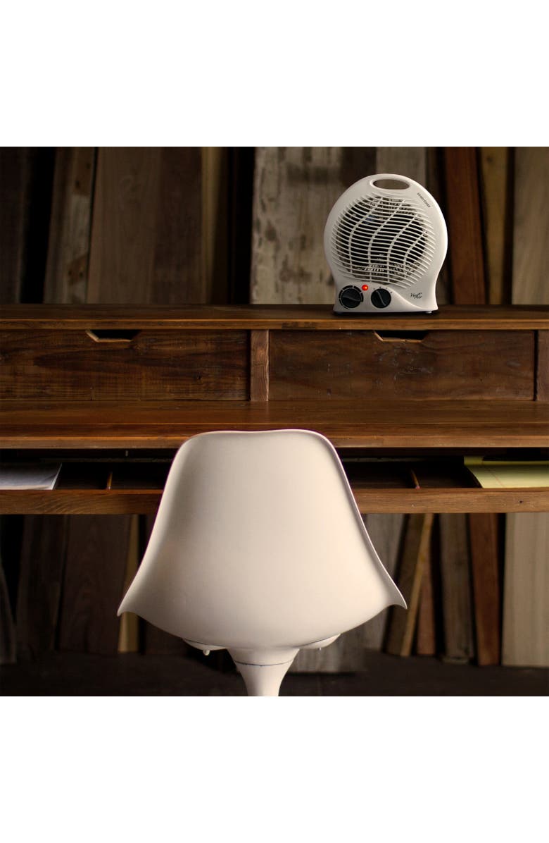 Vie Air 1500W Portable 2-Settings White Home Fan Heater with Adjustable Thermostat, Alternate, color, White