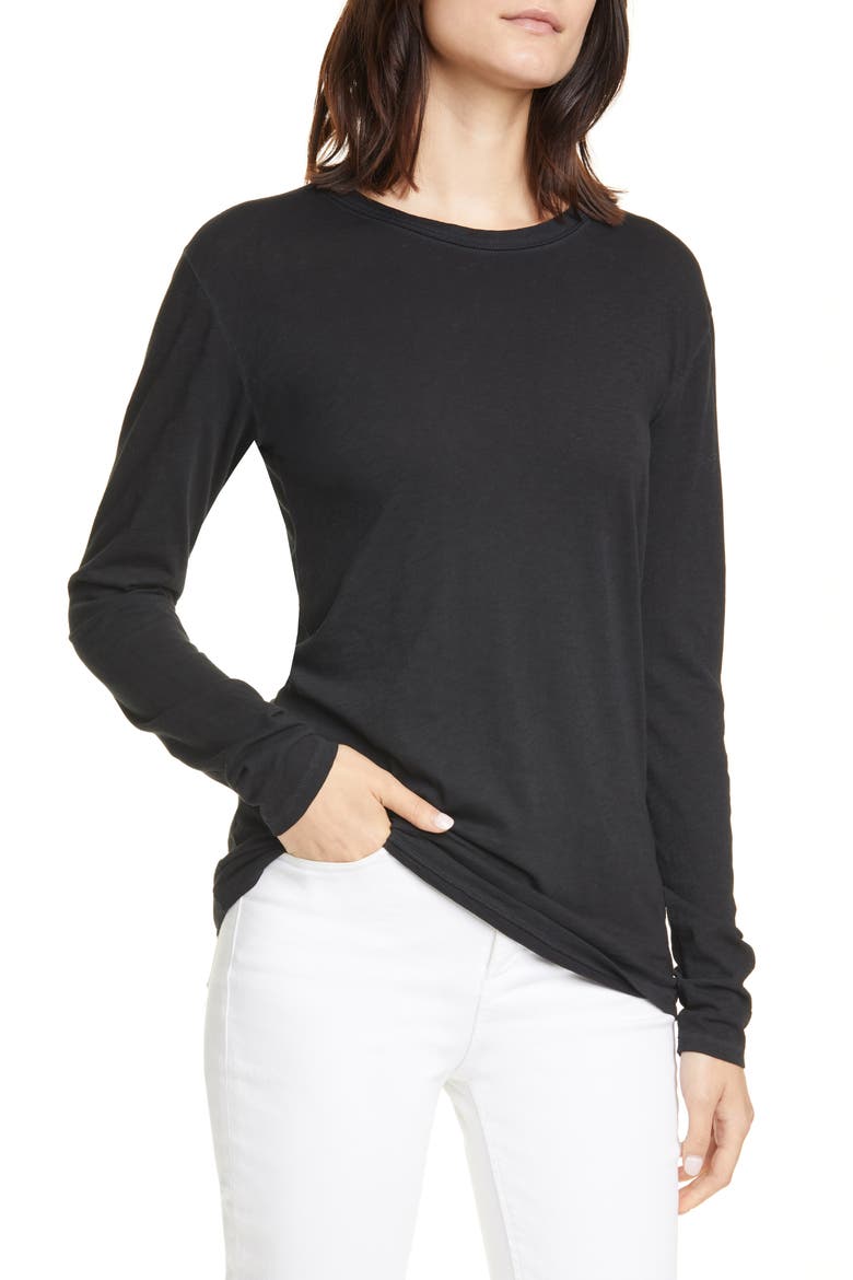 The Long Sleeve Tee, Main, color, BLACK
