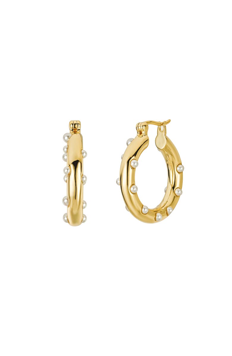 Untamed Petals Paris Pearl Hoops, Main, color, Gold