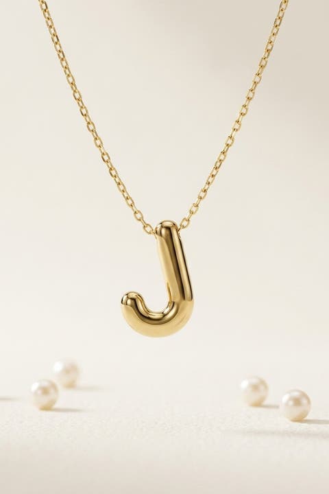 14K Gold Letter Initial Pendant Necklace
