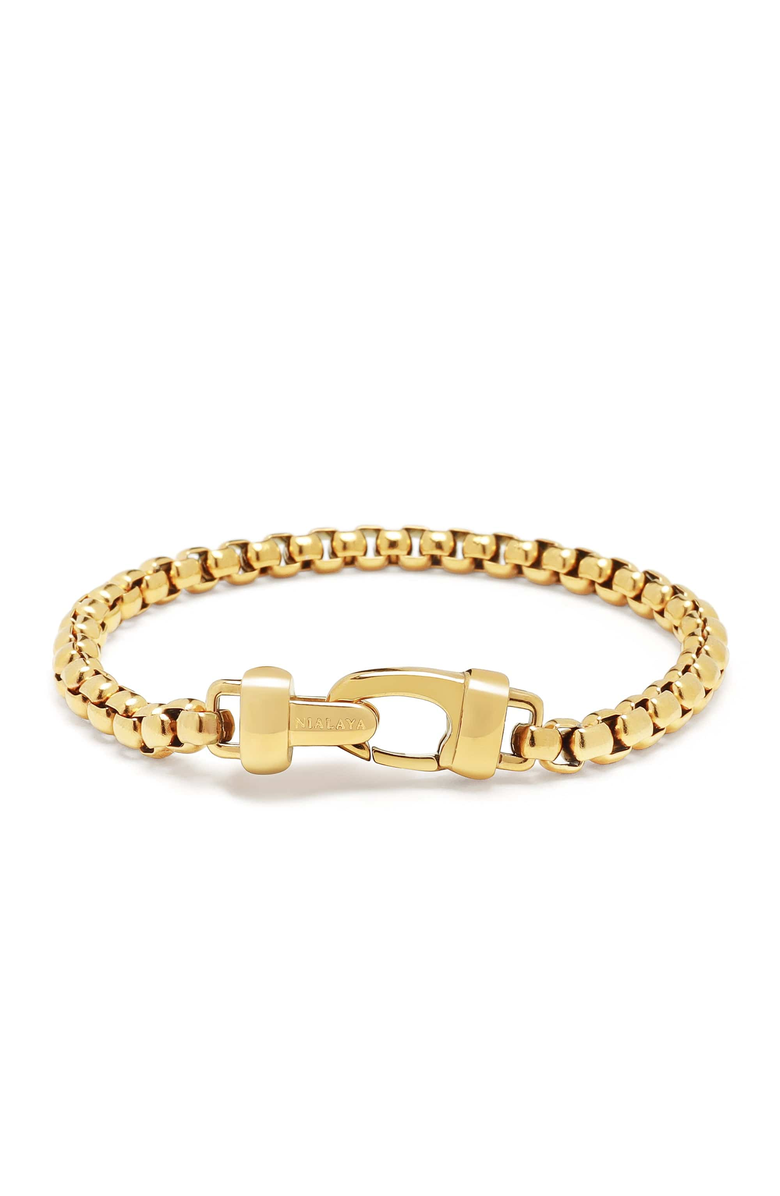 Nialaya Classic Gold Box Chain Bracelet, Main, color, Gold