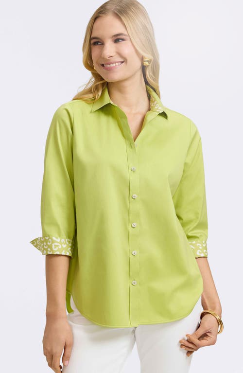 FOXCROFT FOXCROFT MARGIE THREE-QUARTER SLEEVE BUTTON-UP SHIRT