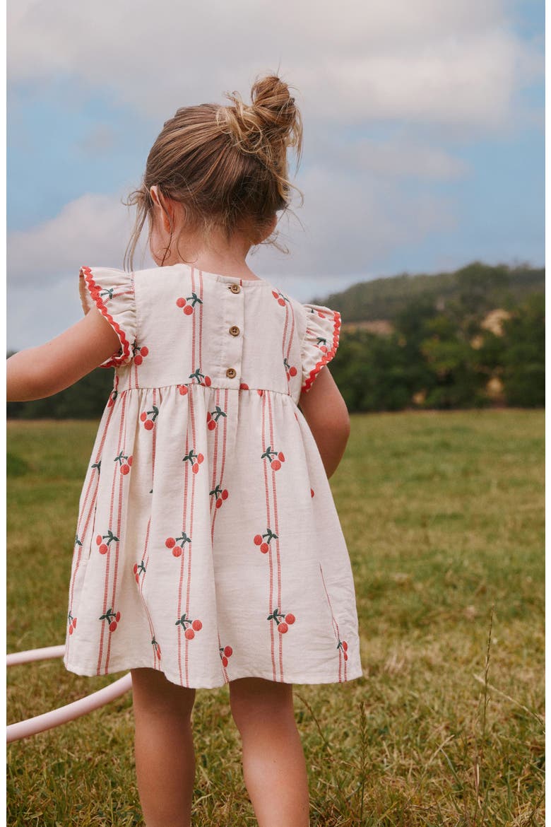 Kids' Cherry Print Ruffle Dress, Alternate, color, NEUTRAL
