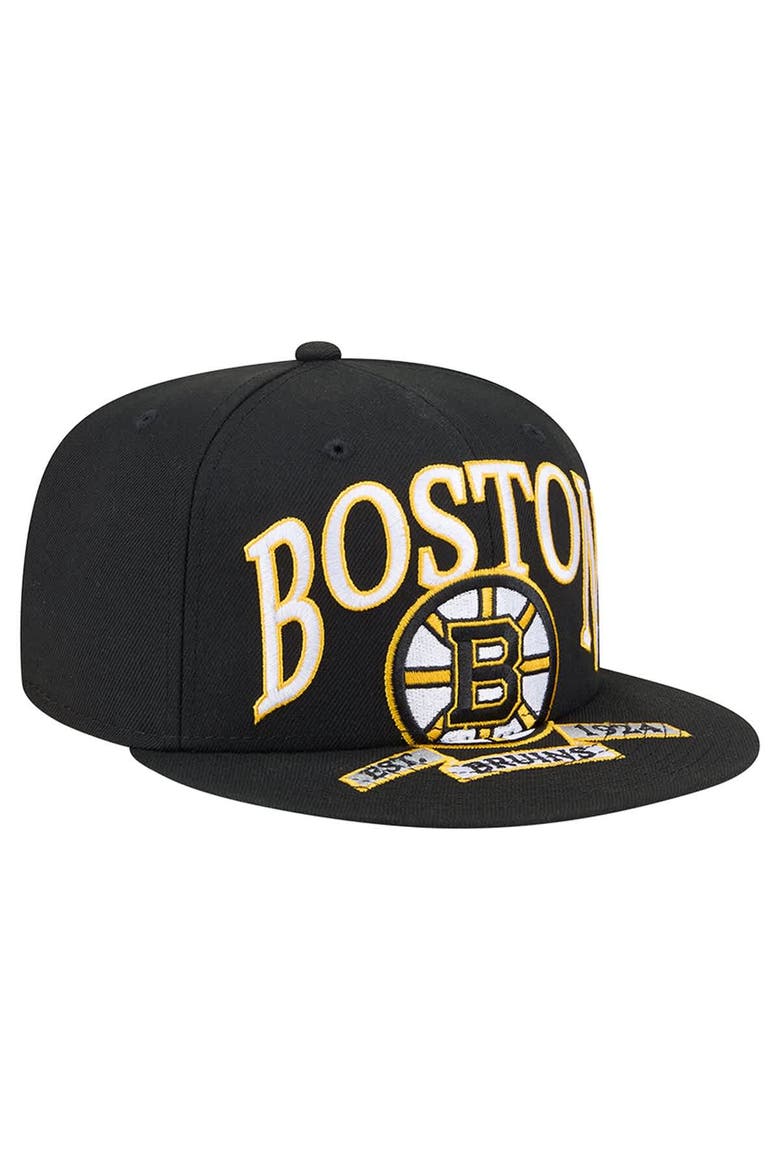 Men's New Era Black Boston Bruins Oversized Vintage Arch 59Fifty Fitted Hat, Alternate, color, Black