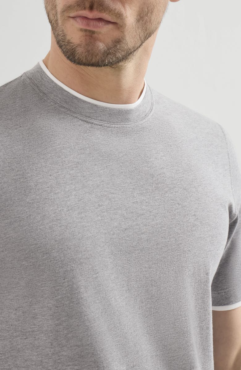 Brunello Cucinelli T-shirt with faux-layering, Alternate, color, Grey