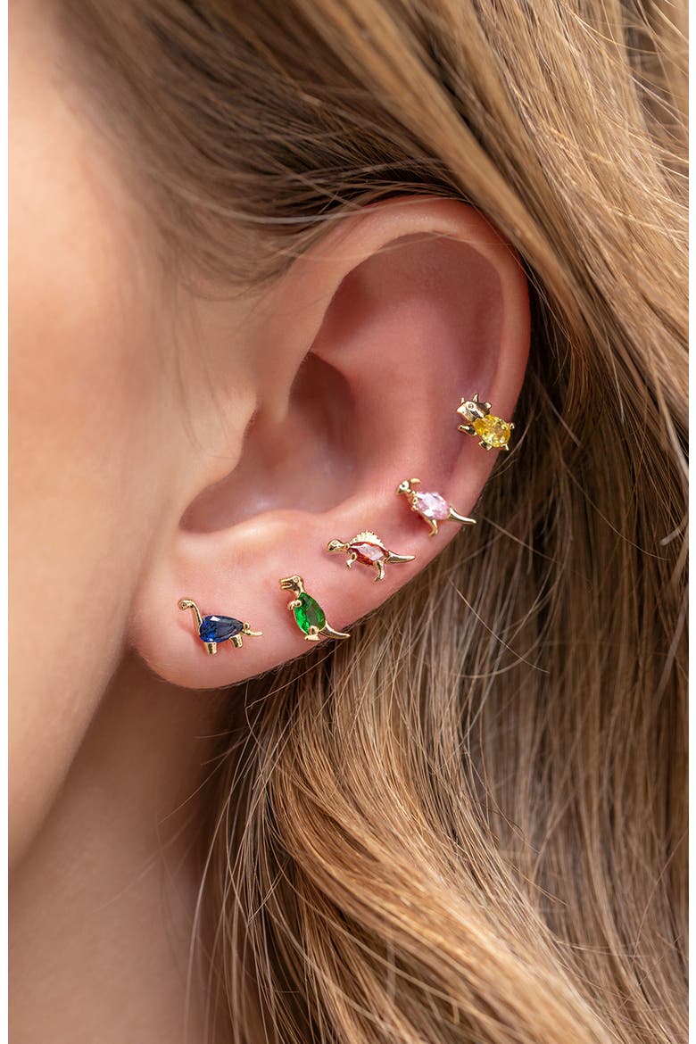 Dino-Mite Stud Earrings Set, Alternate, color, GOLD
