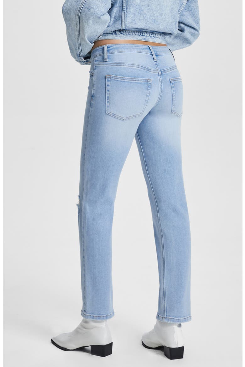 Ally Super Low Rise Slim Straight Leg Jeans, Alternate, color, SKY BLUE