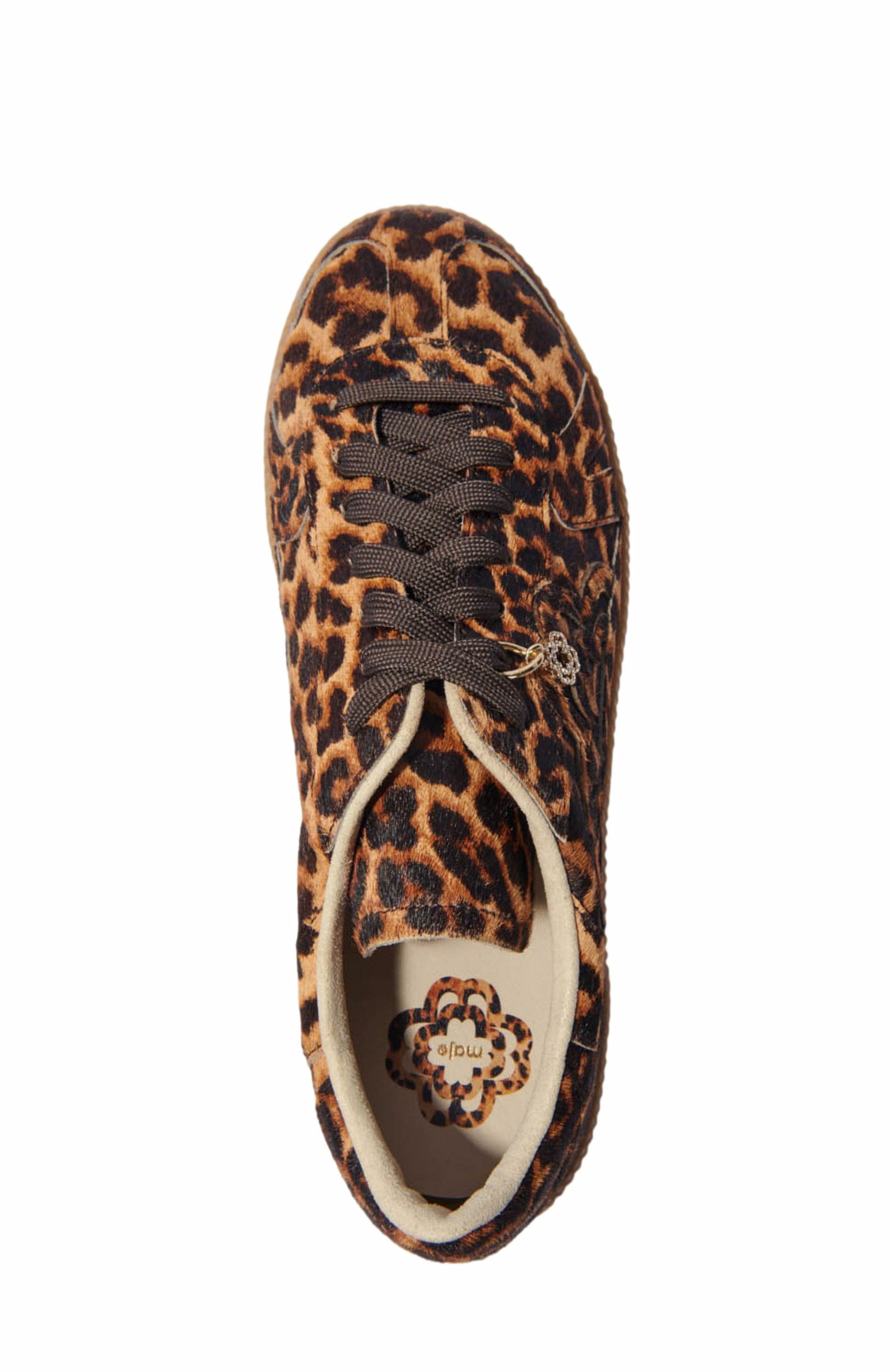 maje Leopard print leather sneakers, Alternate, color, 