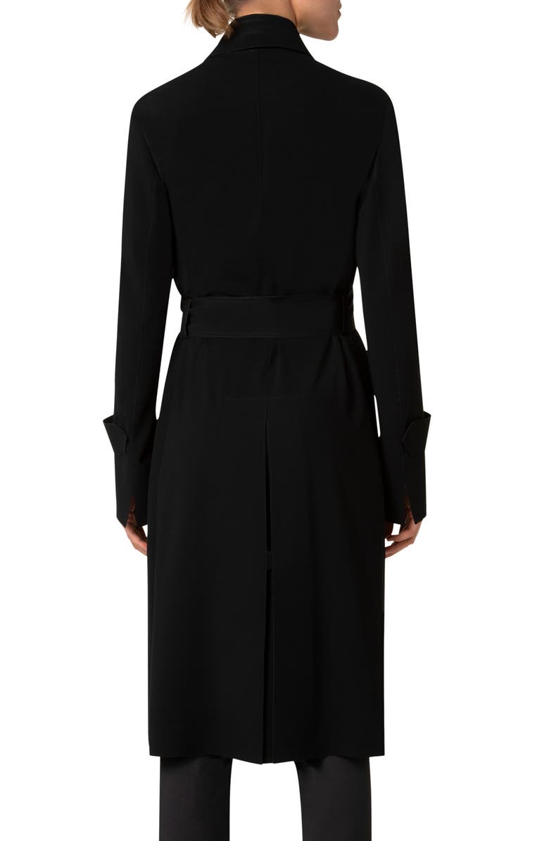 Akris punto Laser Cut Technical Crepe Trench Coat, Alternate, color, Black