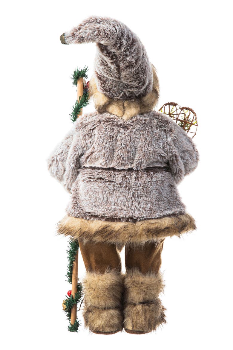 Faux Fur Christmas Woodland Santa Figurine, Alternate, color, Brown