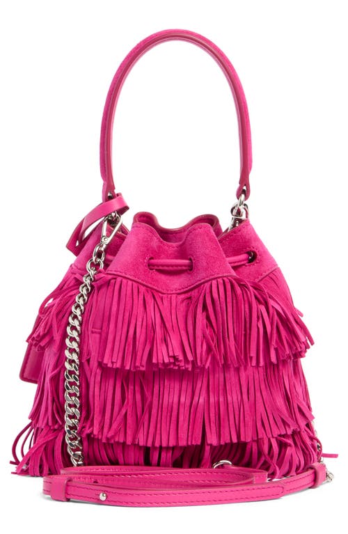 Stuart Weitzman Rae Fringe Mini Bucket Bag In Orange