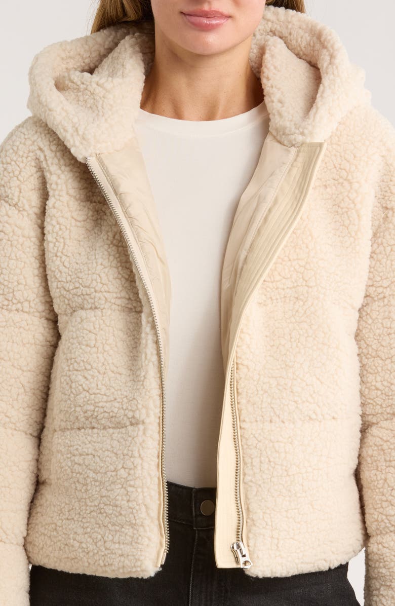 Hudson Jeans Faux Shearling Hooded Jacket, Alternate, color, Natural