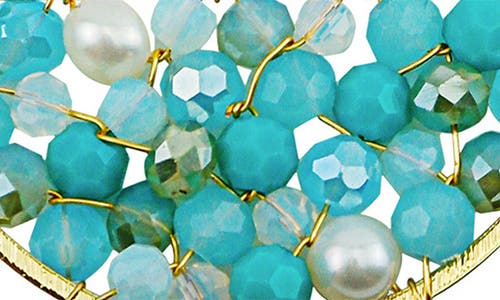 Panacea Crystal Faux Pearl Half Fill Drop Earrings In Blue