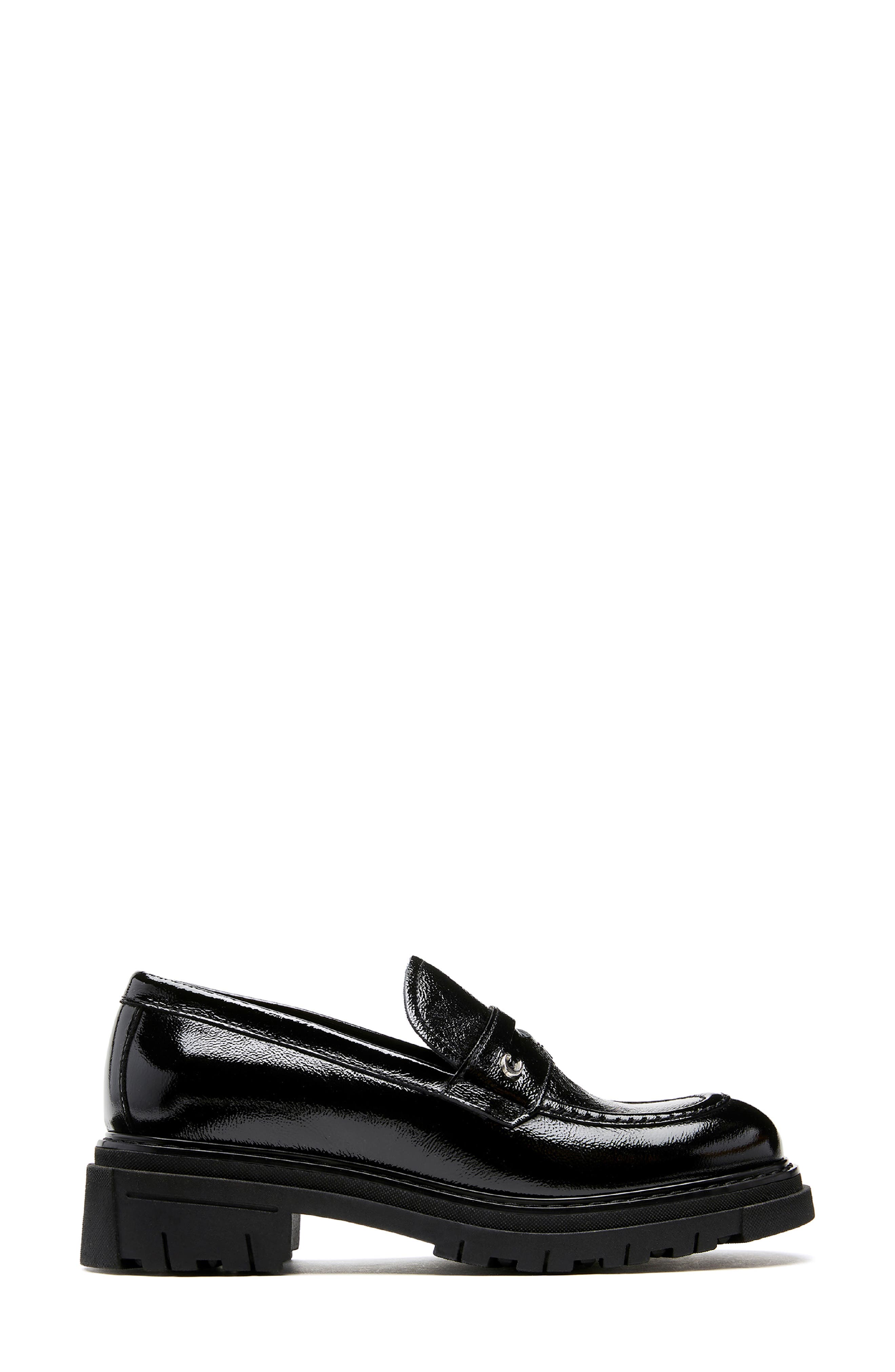 La Canadienne Doe Waterproof Platform Penny Loafer, Alternate, color, Black Patent Leather