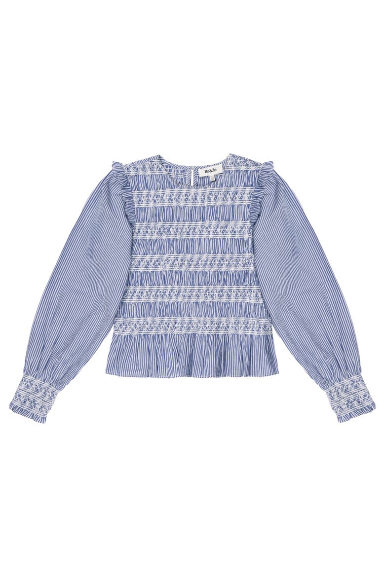 Stripe Shirred Blouse, Alternate, color, Blue