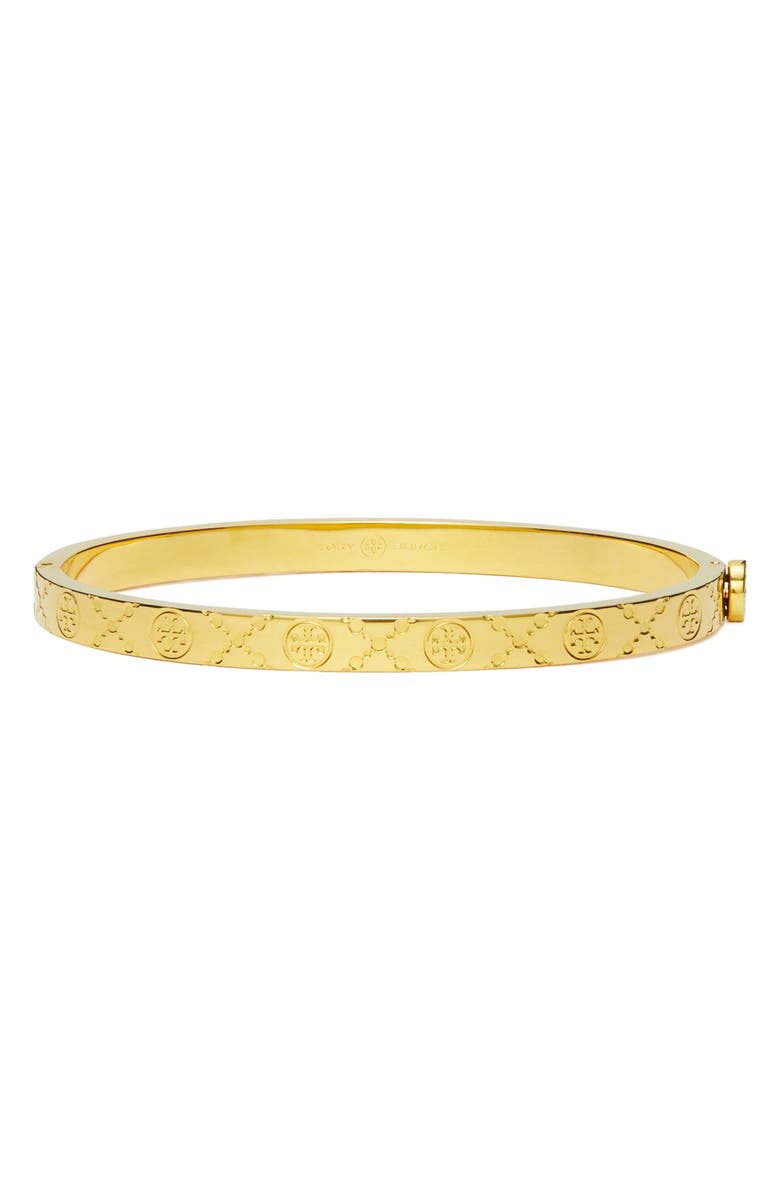 Tory Burch Thin Icon T Monogram Hinge Bracelet, Main, color, 