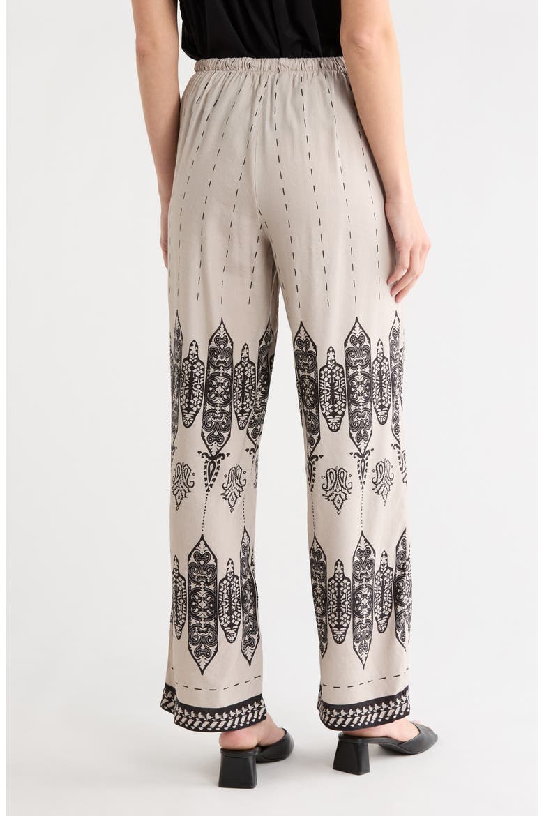 Printed Wide Leg Linen Blend Pants, Alternate, color, PAISLEY AZTEC BORDER PRINT