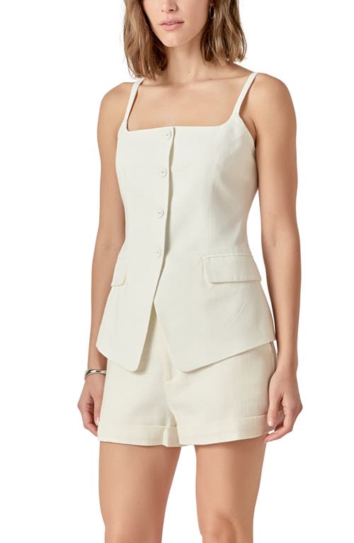 English Factory Linen Sleeveless Vest Top In White In White