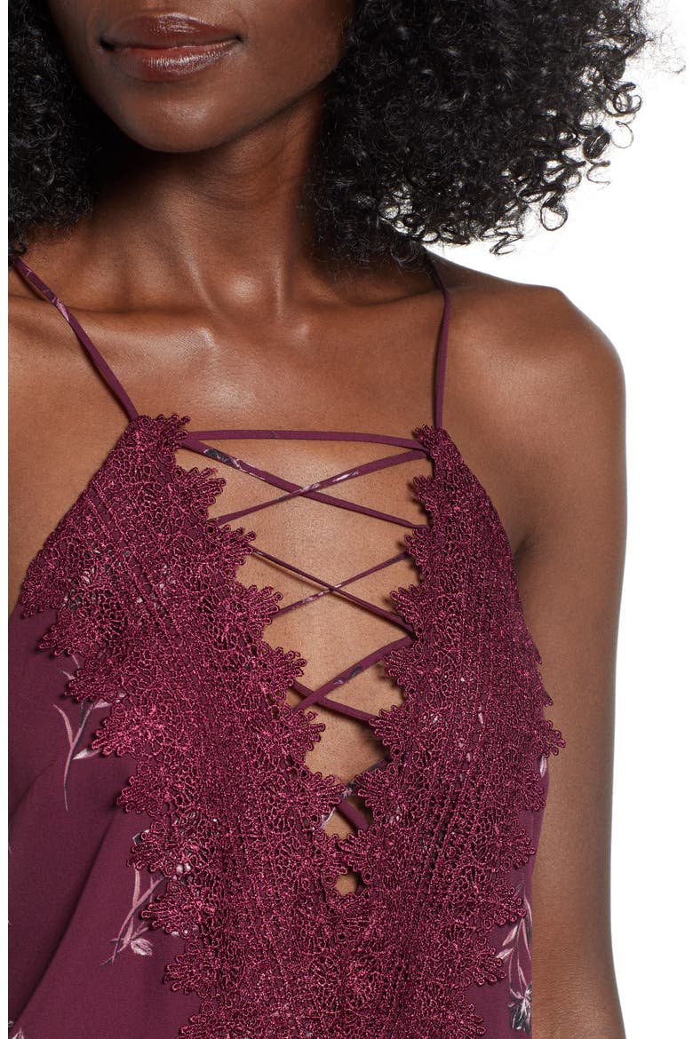 Posie Strappy Camisole, Alternate, color, BURGUNDY FLORAL