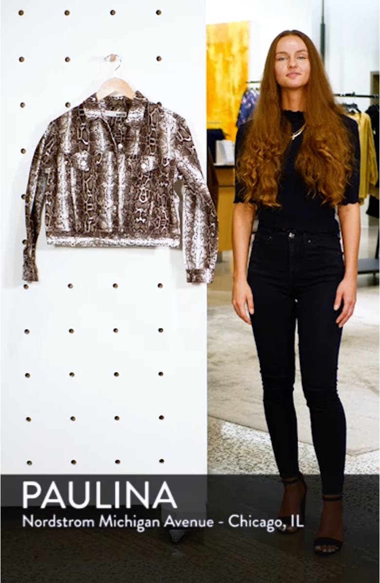 Snakeskin Print Denim Jacket, sales video thumbnail