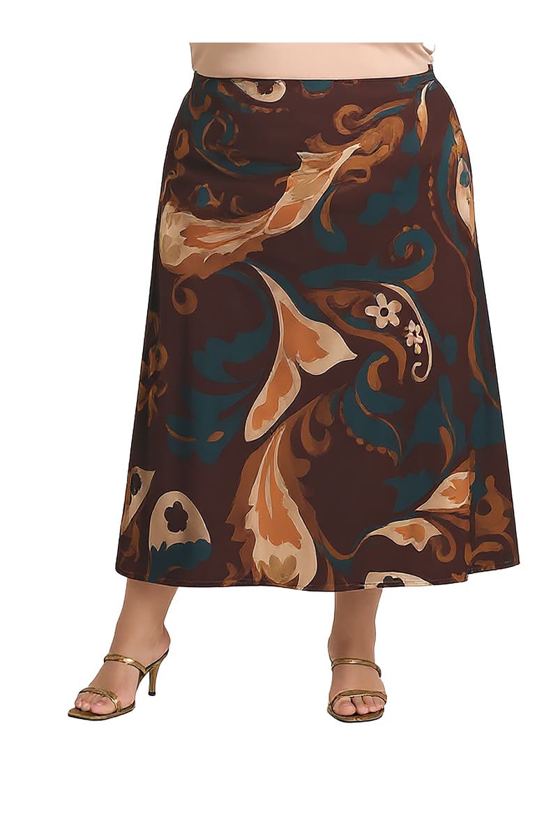 Elastic Waist Maxi Skirt Print, Main, color, Brown Multi