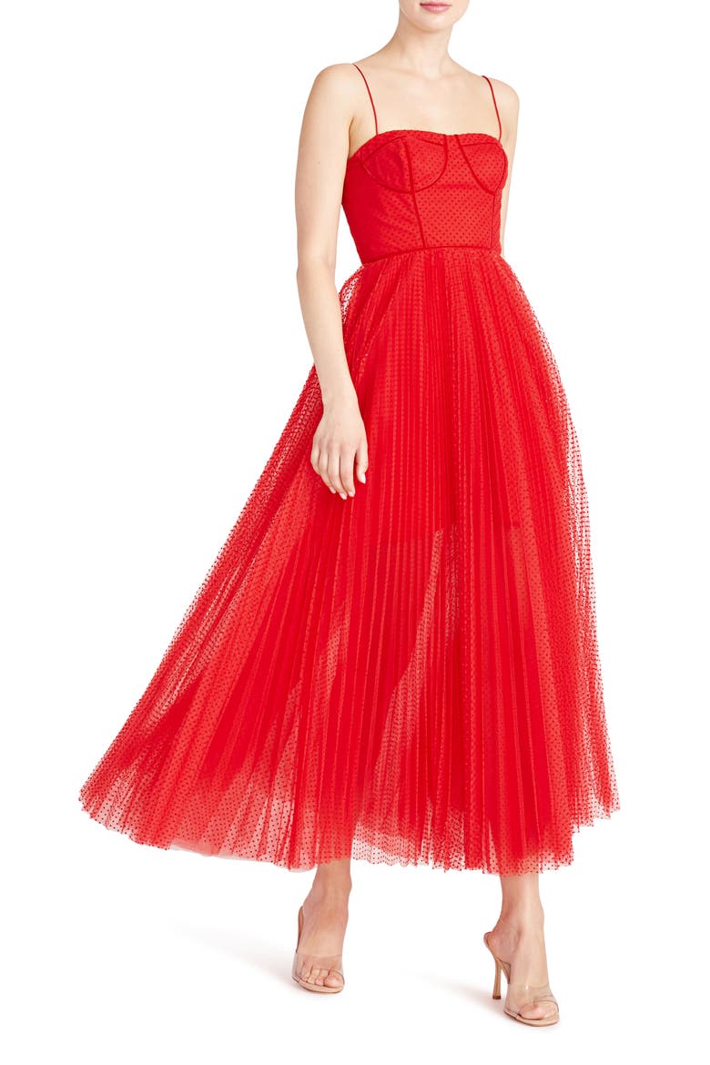 Sleeveless Tulle Maxi Dress, Main, color, POPPY RED