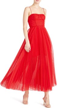 ML Monique Lhuillier Sleeveless Tulle Maxi Dress