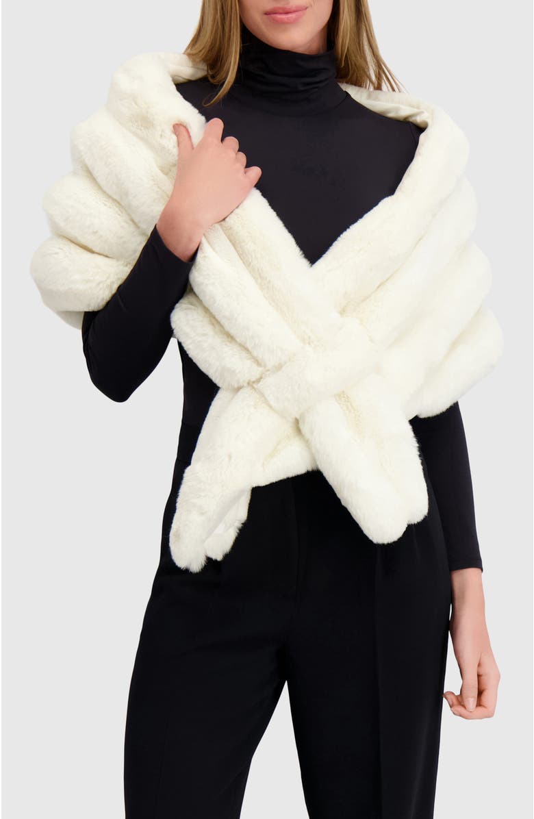 Lyla Grant Fur-Free Chinchilla (Faux Fur) Horizontal Stole, Alternate, color, White Chinch