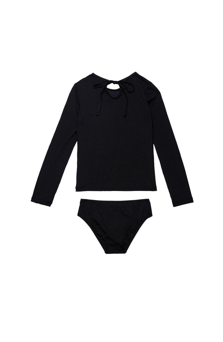 Gottex Kids Freya Rib Long Sleeve Rash Guard Set, Alternate, color, Black