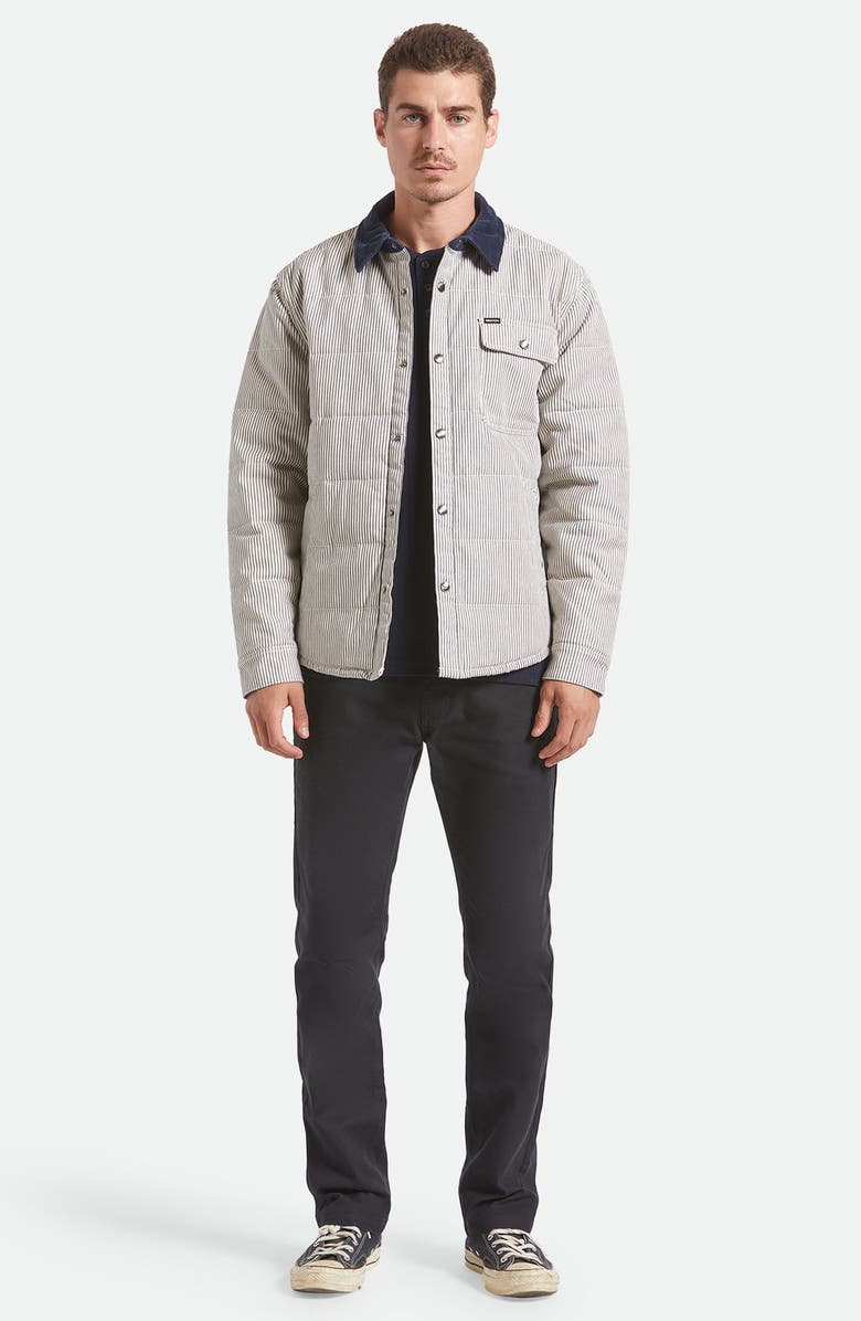 Brixton Cass Engineer Stripe Quilted Jacket, Alternate, color, Whitecap/ Mood Indigo Hickory