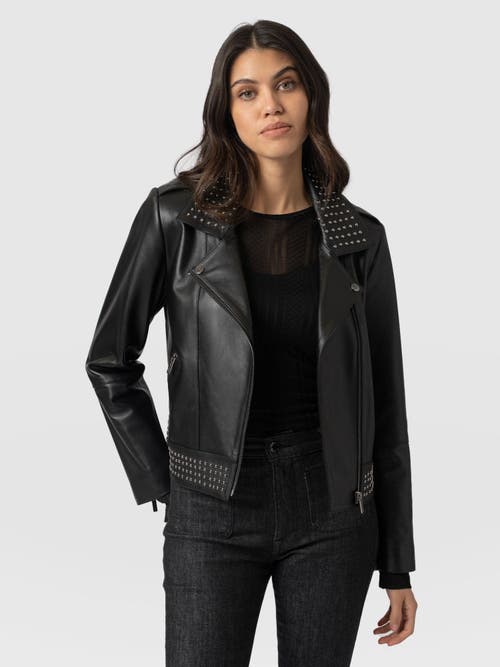Saint And Sofia Saint + Sofia Bonham Studded Biker Jacket In Black